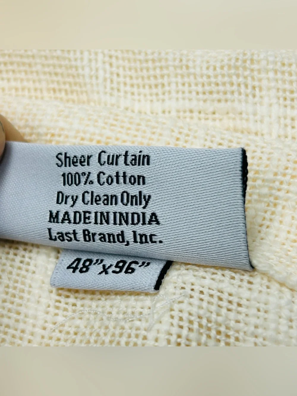 NWT QUINCE Set Of 2 48x96 Cotton Sheer Curtains Ivory 8941